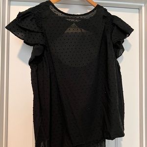 Black Backless Top with Ruffle Sleeves